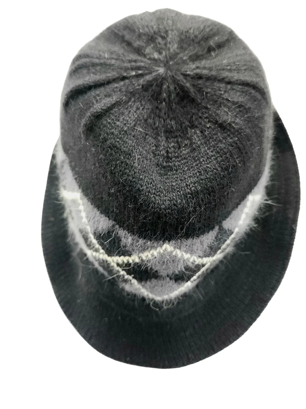 Fedora Cloche Bucket Hat Black And Grey Argyle Knit Wool/ Angora - Unbranded